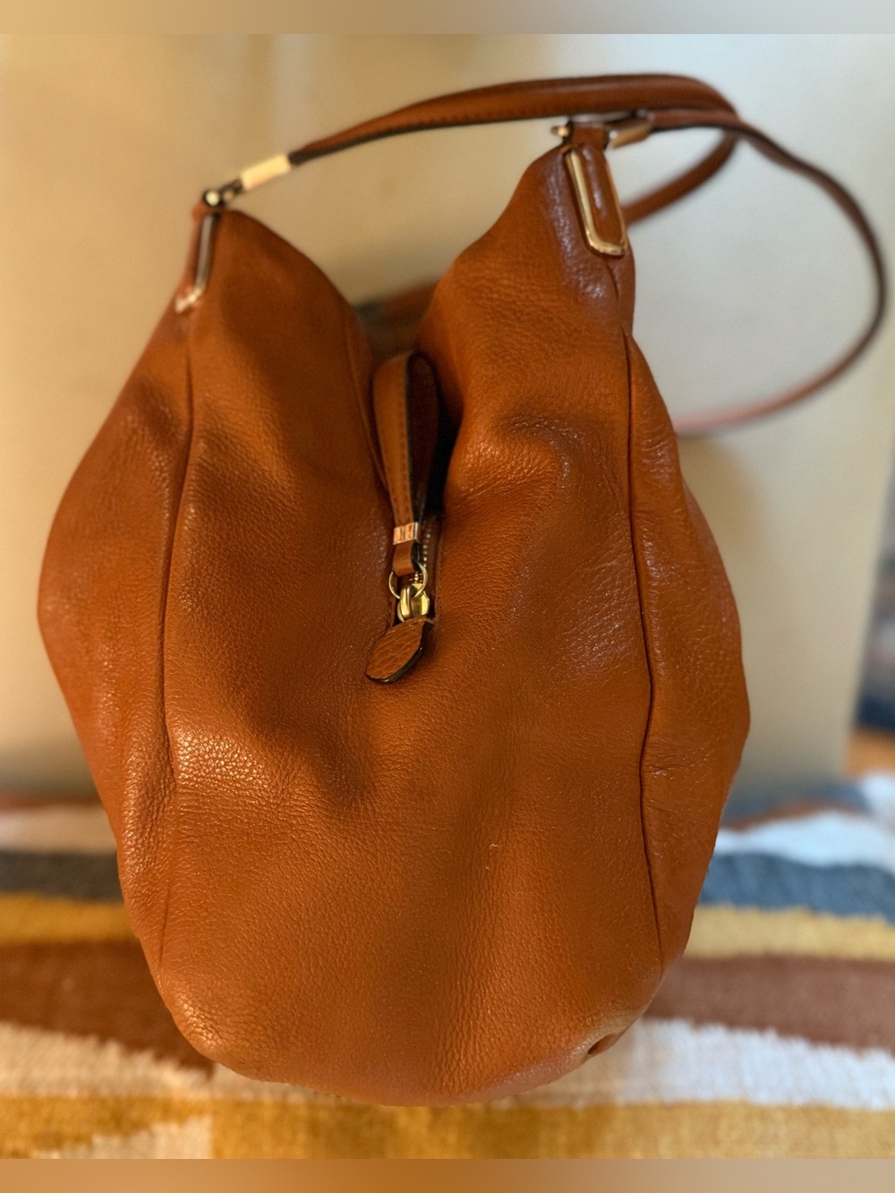 Coach #26224 Madison Phoebe Pebble Leather Cognac Brown Hobo Handbag - Picture 3 of 14